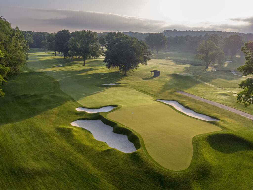 bethpage black, aerial golf course view in new york